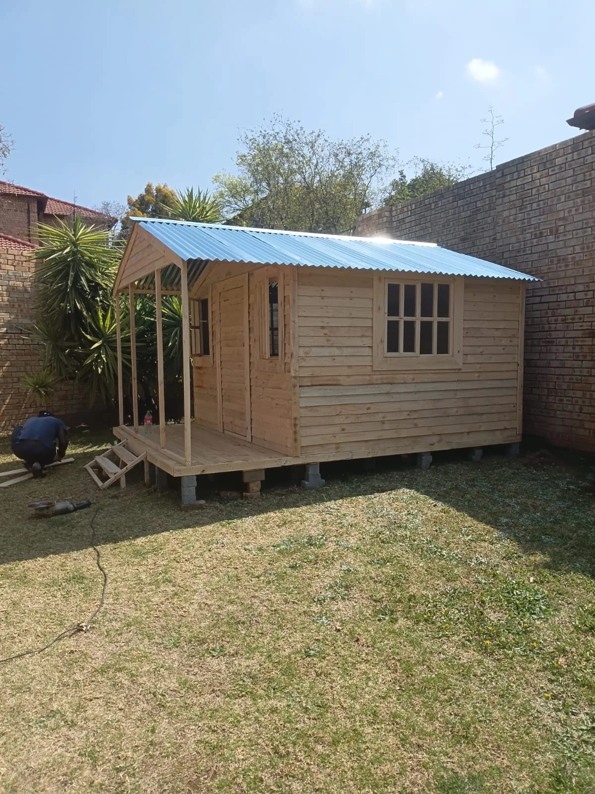 Wooden log-pine Wendy house